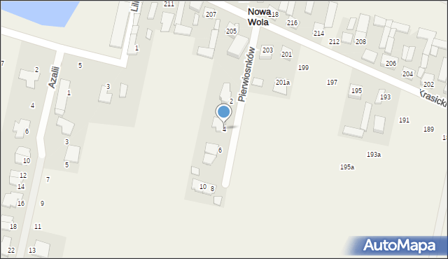 Nowa Wola, Pierwiosnków, 4, mapa Nowa Wola