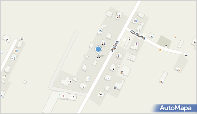 Nowe Osiny, Piękna, 11, mapa Nowe Osiny