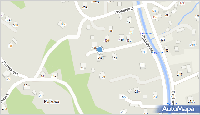 Nowy Sącz, Piątkowska, 39B, mapa Nowego Sącza