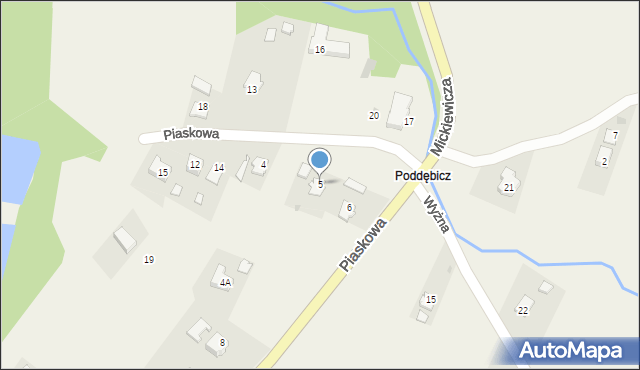 Nowy Żmigród, Piaskowa, 5, mapa Nowy Żmigród