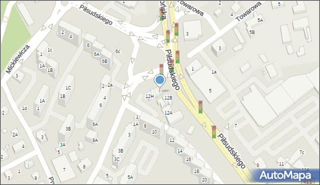 Nysa, Piłsudskiego Józefa, marsz., 12L, mapa Nysy