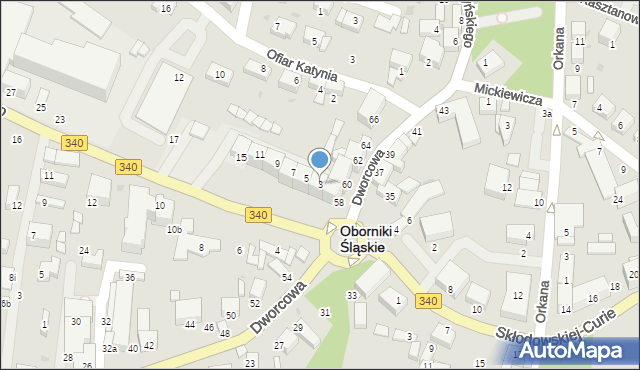Oborniki Śląskie, Piłsudskiego Józefa, marsz., 3, mapa Oborniki Śląskie