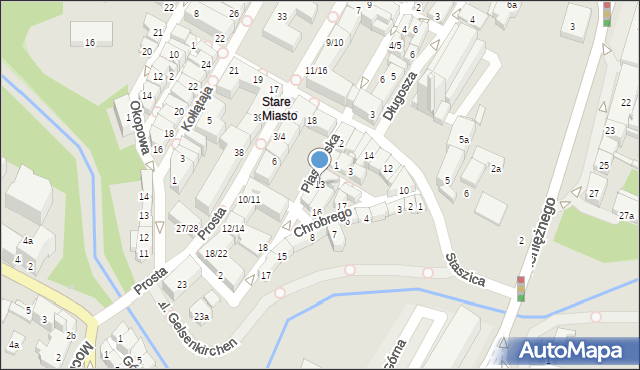 Olsztyn, Piastowska, 13, mapa Olsztyna