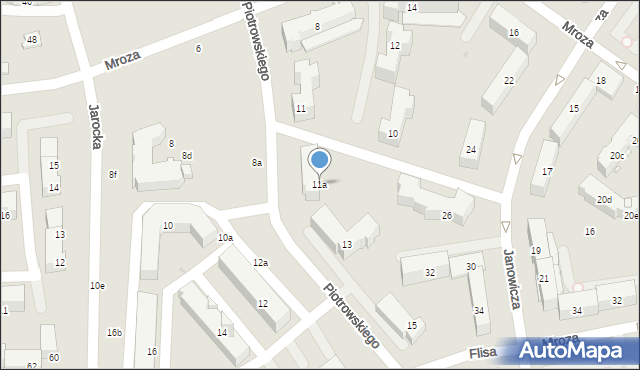 Olsztyn, Piotrowskiego Floriana, 11a, mapa Olsztyna