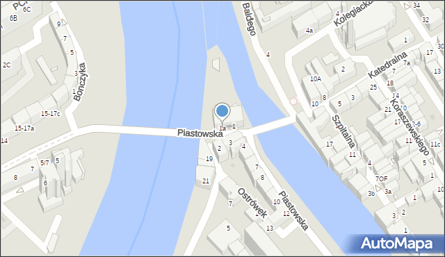 Opole, Piastowska, 1a, mapa Opola