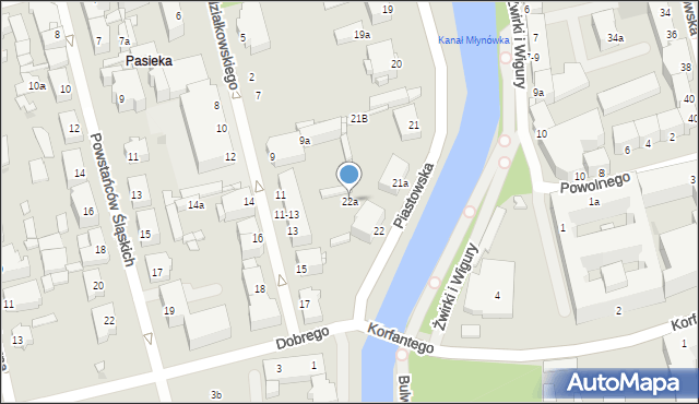 Opole, Piastowska, 22a, mapa Opola