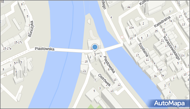 Opole, Piastowska, 3, mapa Opola