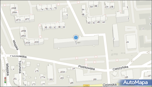 Opole, Piotrkowska, 1, mapa Opola