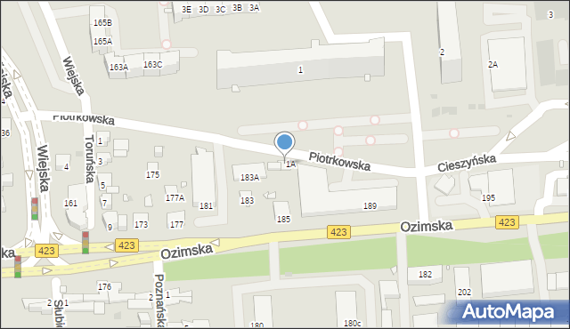 Opole, Piotrkowska, 1B, mapa Opola