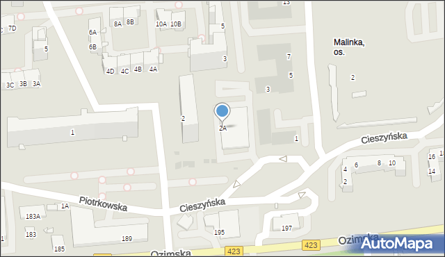 Opole, Piotrkowska, 2A, mapa Opola