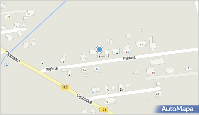 Opole, Piękna, 7, mapa Opola