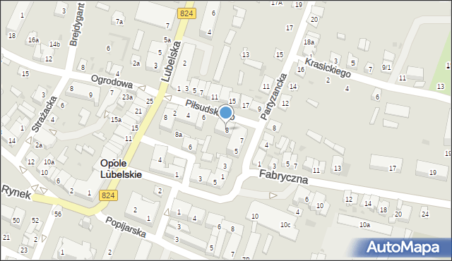 Opole Lubelskie, Piłsudskiego Józefa, marsz., 8, mapa Opole Lubelskie