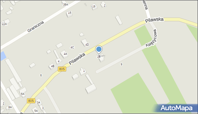 Osieck, Pilawska, 1B, mapa Osieck