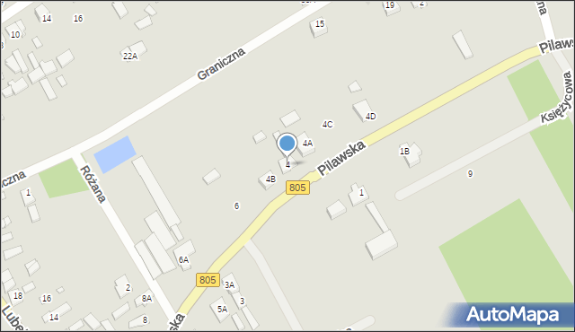 Osieck, Pilawska, 4, mapa Osieck