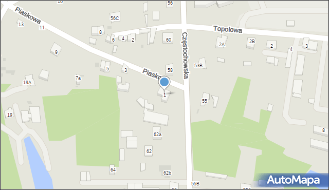 Osjaków, Piaskowa, 1, mapa Osjaków