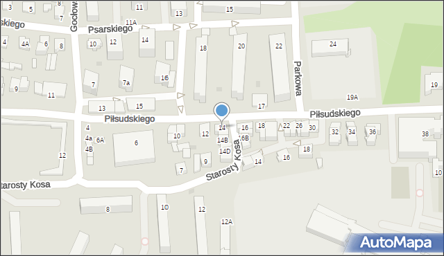 Ostrołęka, Piłsudskiego Józefa, marsz., 14, mapa Ostrołęka