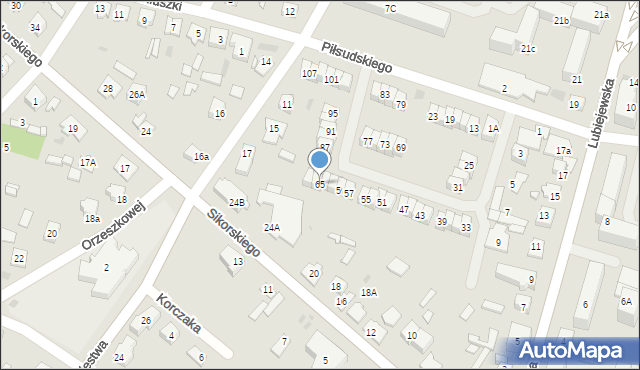 Ostrów Mazowiecka, Piłsudskiego Józefa, marsz., 65, mapa Ostrów Mazowiecka