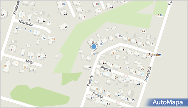 Ostrów Wielkopolski, Piesza, 20, mapa Ostrów Wielkopolski