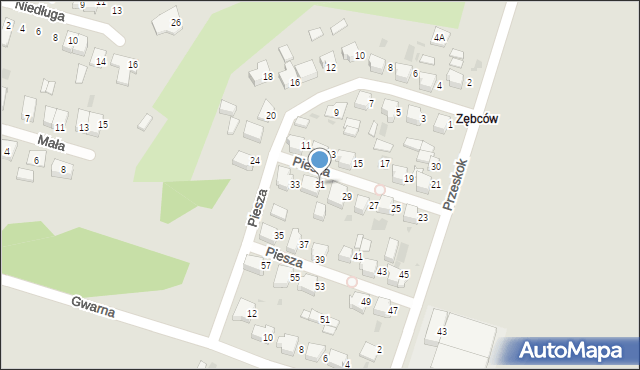 Ostrów Wielkopolski, Piesza, 31, mapa Ostrów Wielkopolski