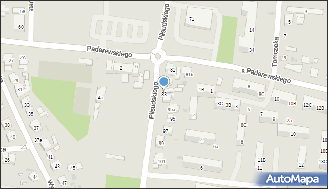 Ostrów Wielkopolski, Piłsudskiego Józefa, marsz., 83, mapa Ostrów Wielkopolski