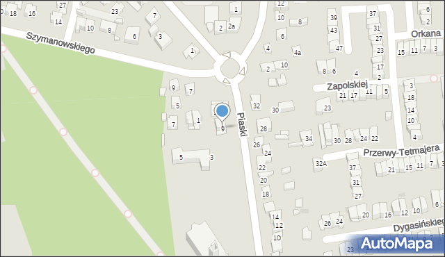 Ostrowiec Świętokrzyski, Piaski, 9, mapa Ostrowiec Świętokrzyski