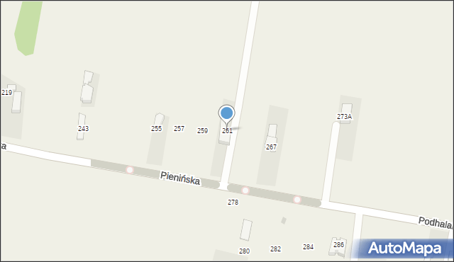 Ostrowsko, Pienińska, 261, mapa Ostrowsko