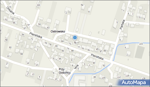 Ostrowsko, Pienińska, 75, mapa Ostrowsko