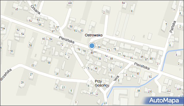 Ostrowsko, Pienińska, 80, mapa Ostrowsko