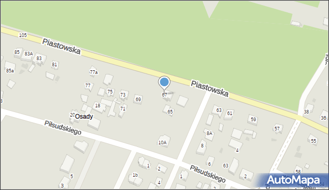 Ostrzeszów, Piastowska, 67, mapa Ostrzeszów