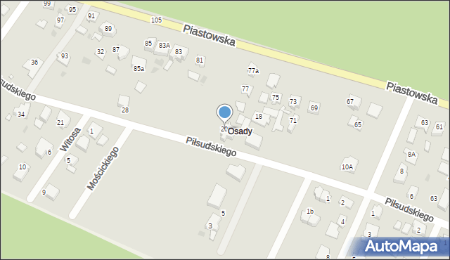 Ostrzeszów, Piłsudskiego Józefa, marsz., 20, mapa Ostrzeszów