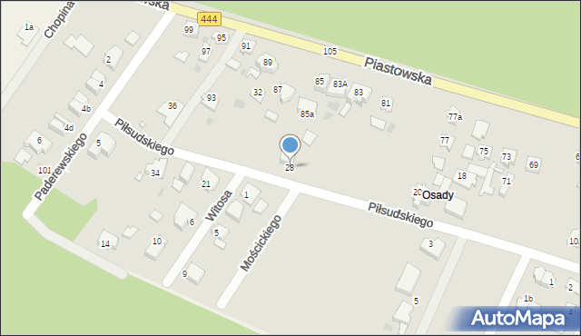 Ostrzeszów, Piłsudskiego Józefa, marsz., 28, mapa Ostrzeszów