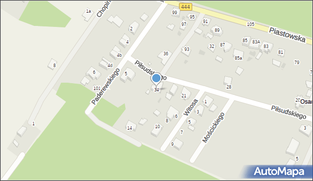Ostrzeszów, Piłsudskiego Józefa, marsz., 34, mapa Ostrzeszów