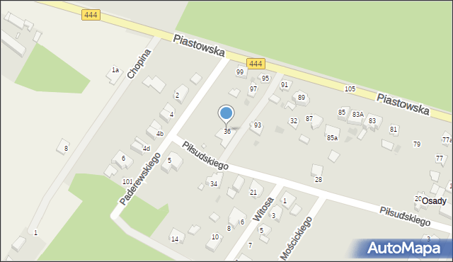 Ostrzeszów, Piłsudskiego Józefa, marsz., 36, mapa Ostrzeszów