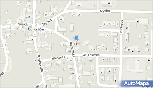 Otmuchów, Piastowska, 1, mapa Otmuchów