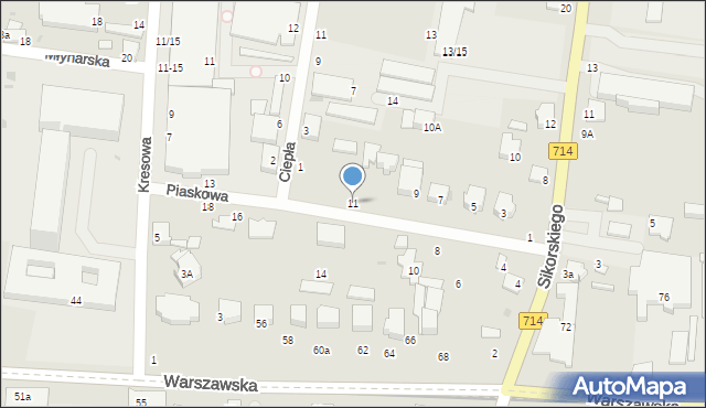 Pabianice, Piaskowa, 11, mapa Pabianic