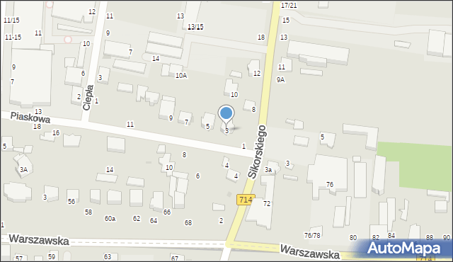 Pabianice, Piaskowa, 3, mapa Pabianic