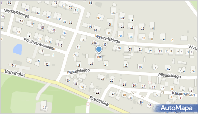 Pakość, Piłsudskiego Józefa, marsz., 16b, mapa Pakość