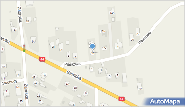 Paniówki, Piaskowa, 10, mapa Paniówki