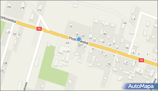 Paradyż, Piotrkowska, 19, mapa Paradyż