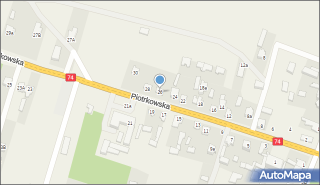 Paradyż, Piotrkowska, 26, mapa Paradyż