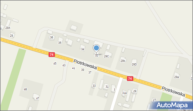 Paradyż, Piotrkowska, 32, mapa Paradyż