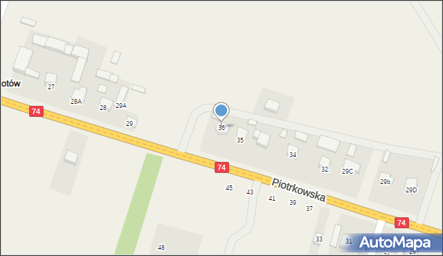 Paradyż, Piotrkowska, 36, mapa Paradyż