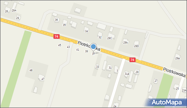 Paradyż, Piotrkowska, 37, mapa Paradyż