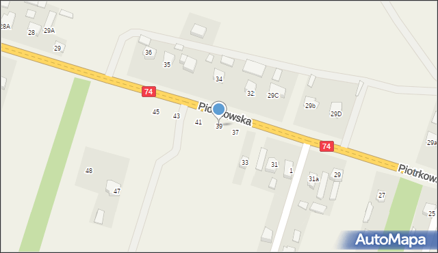 Paradyż, Piotrkowska, 39, mapa Paradyż