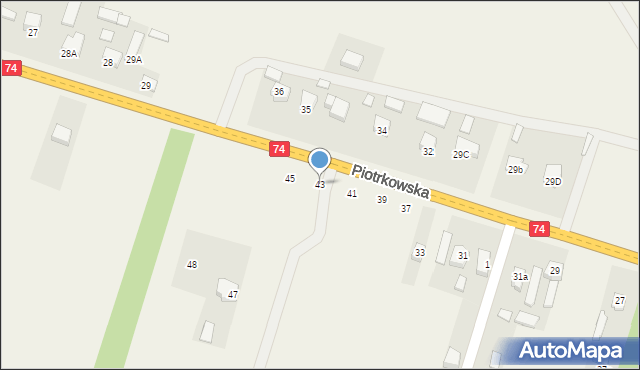 Paradyż, Piotrkowska, 43, mapa Paradyż