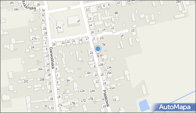 Parysów, Piaskowa, 9, mapa Parysów