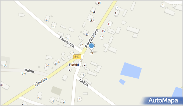 Piaski, Piastowska, 19, mapa Piaski