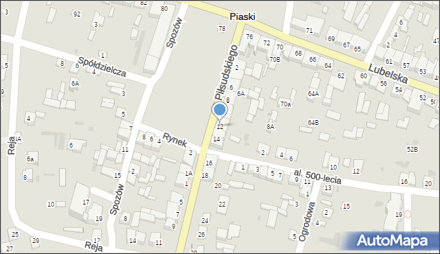 Piaski, Piłsudskiego Józefa, marsz., 12, mapa Piaski