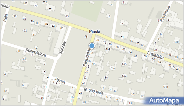 Piaski, Piłsudskiego Józefa, marsz., 2, mapa Piaski