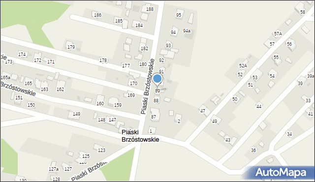 Piaski Brzóstowskie, Piaski Brzóstowskie, 89, mapa Piaski Brzóstowskie